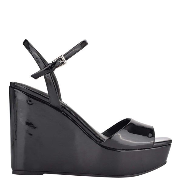Nine West Kinda Ankle Strap Black Platform Sandals | South Africa 70Z83-8S98